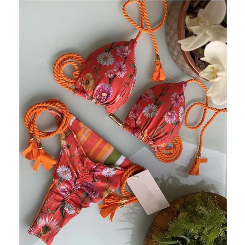 Women's Seaside Hand-knitted Rope Pure Color Bikini