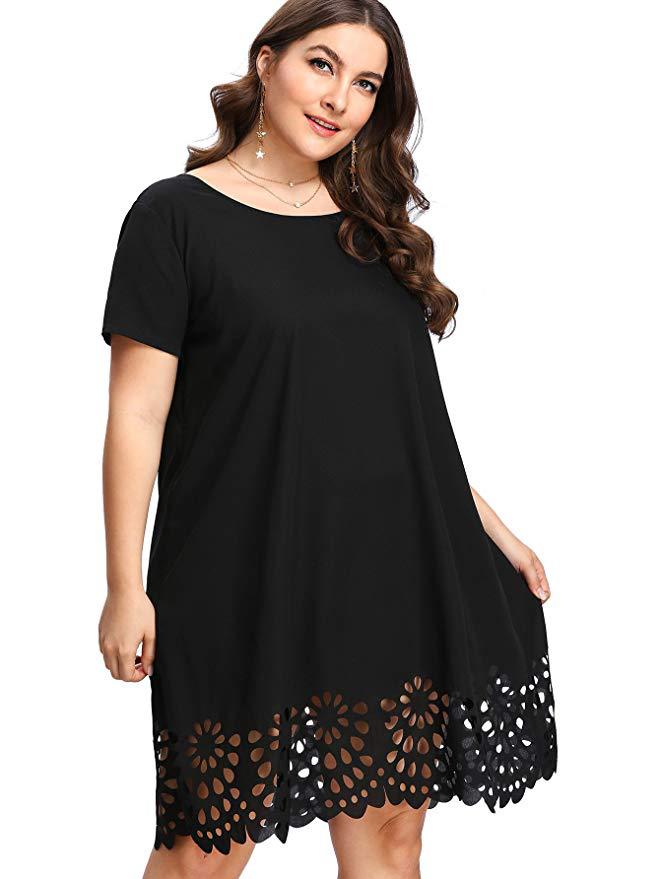 Women's Temperament Hollow Out See-through A-line Dress Beach Shirt