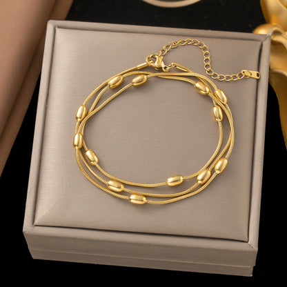 Multi-layer Necklace Titanium Steel Bracelet Double Ornaments