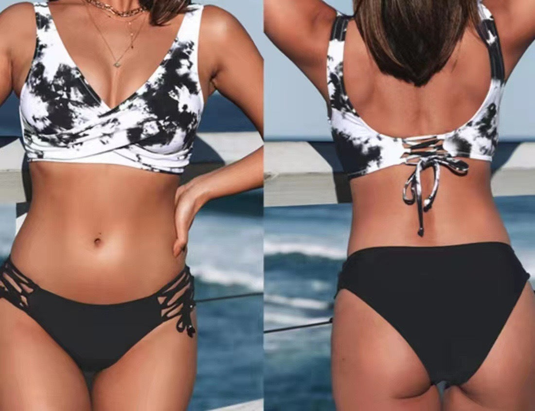 Sexy Halter Bikini Women's Split Lace-up Swimsuit