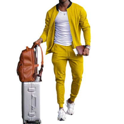 Men's Jacket Suit Zip-up Long-sleeved Top And Drawstring Sweatpants Casual Outdoor Sports Set