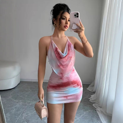 Tube Top Tie-dye Print Dress
