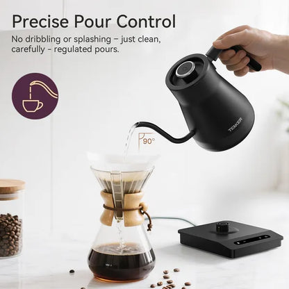 Gooseneck Electric Kettle With Temperature Control, 27oz Rapid Heating Electric Kettle For Pour Over Coffee/Tea, Auto Shut Off & Boil-Dry Protection, 4H Keep Warm, Stainless Steel Inner, Matte Black