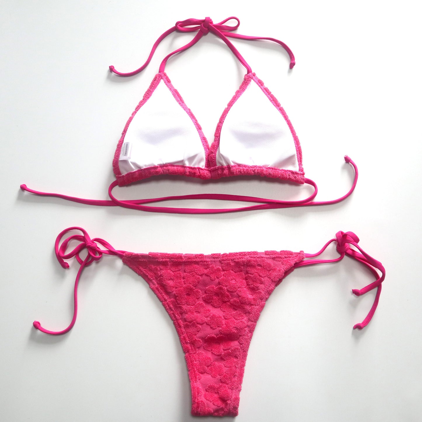 Flower Special Fabric Three-point Lace-up European And American Bikini Swimsuit
