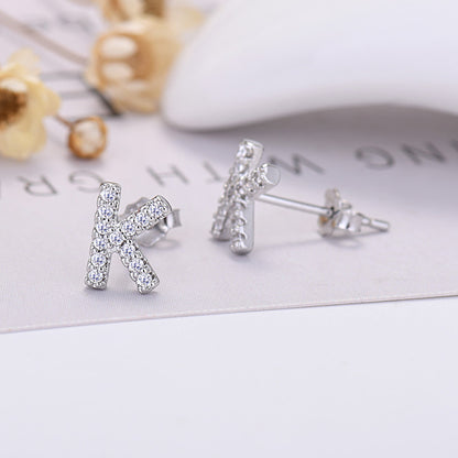 26-letter Zircon Earrings  Uppercase Letters