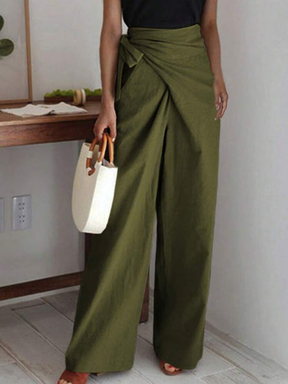 Bow-tie Woven Fashionable Trousers Straight-leg Pants
