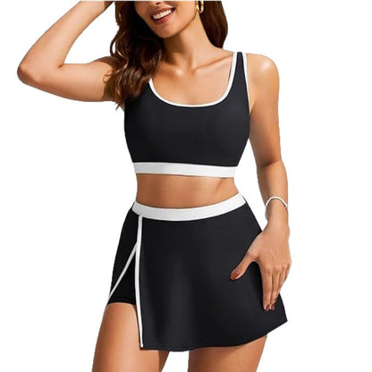 Multi-colored Skirted Two-piece Swimsuit