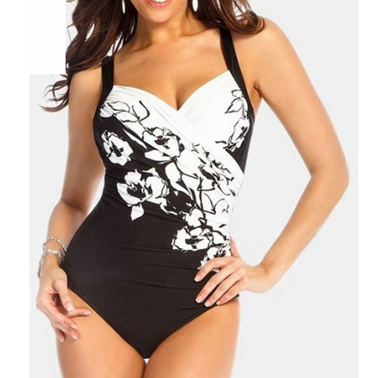 Women's Fashion Print Old Fat Swimsuit