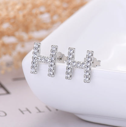 26-letter Zircon Earrings  Uppercase Letters