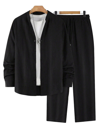 Solid-color Men's Casual Sport Two-piece Set