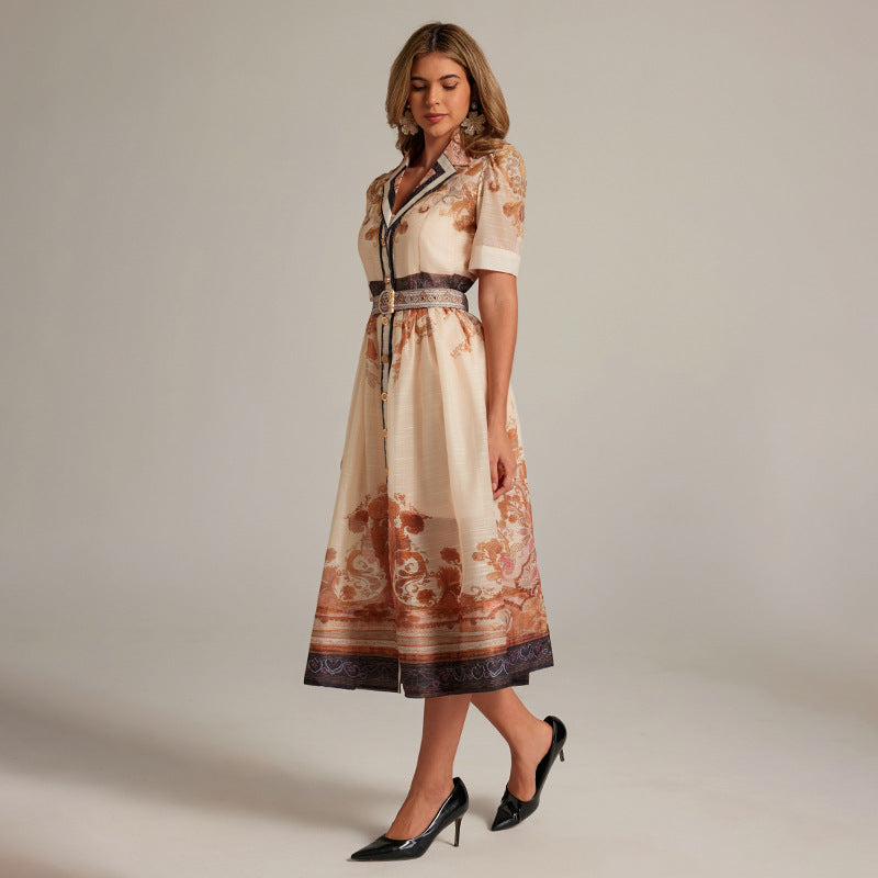 Real-shot Style French Niche Elegant Printed Dress