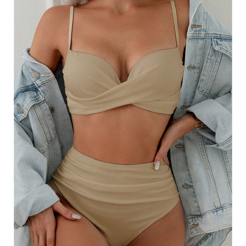 Steel Bracket High-grade Bikini Women's High Waist Beach Swimsuit