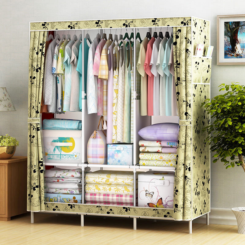 Simple Wardrobe Fabric Steel Pipe Reinforced Wardrobe