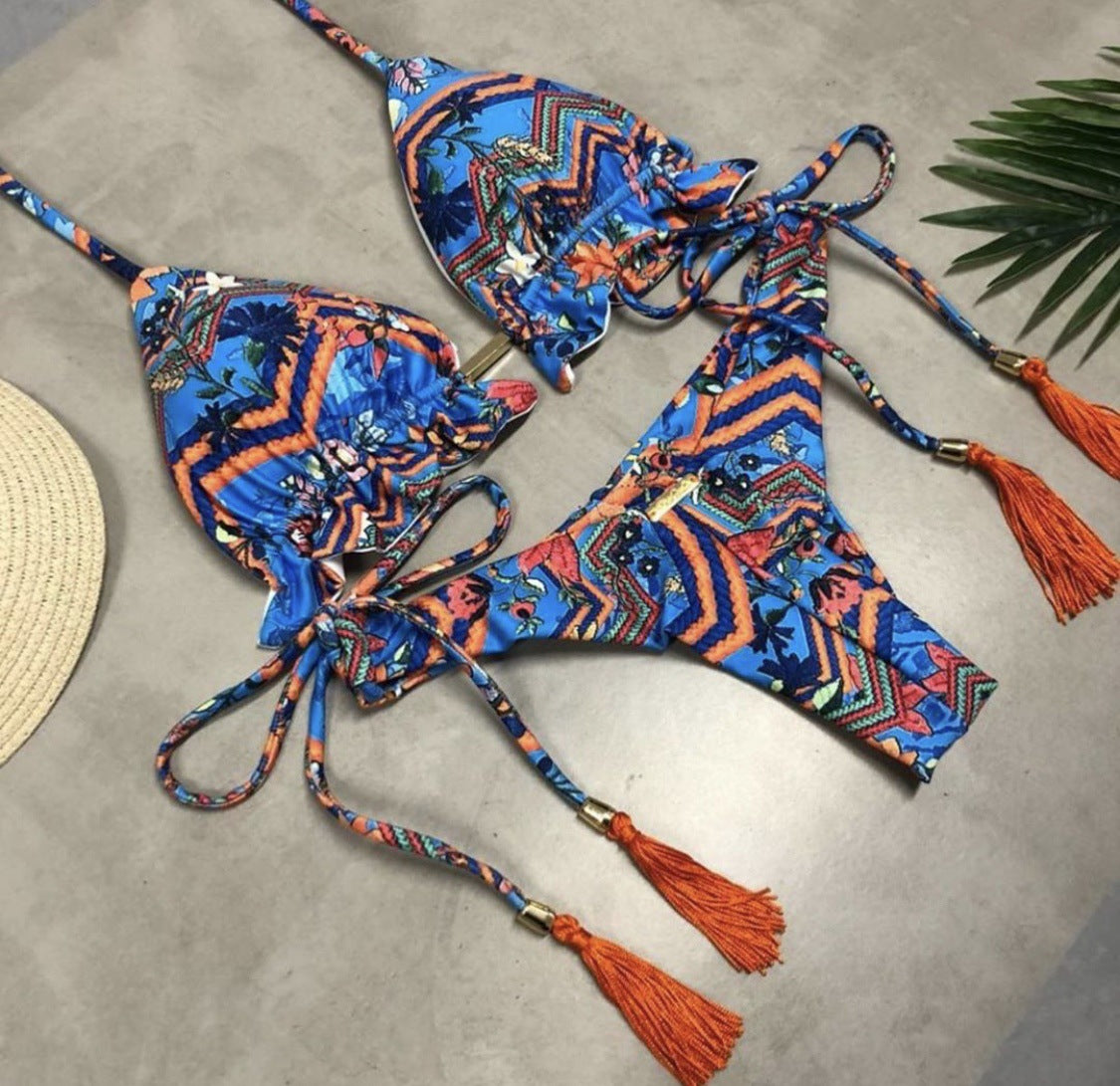 Women's Two-piece Printed Swimsuit Triangle Bikini