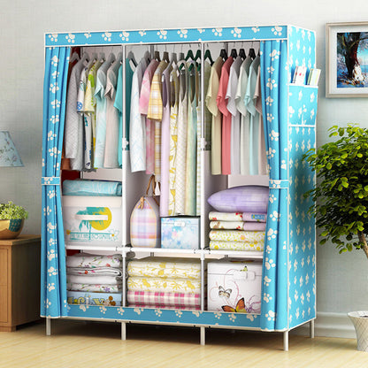 Simple Wardrobe Fabric Steel Pipe Reinforced Wardrobe