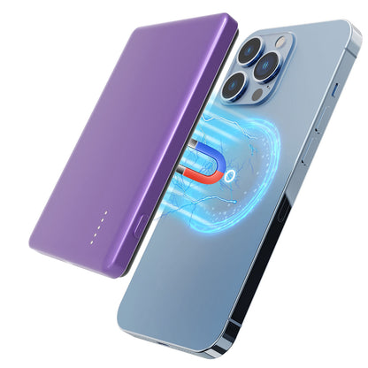 2 In 1 5000mAh 8MM Slim MagSafe Wireless Power Bank PD20W Magnetic Fast Charger Portable Phone Charger Fit For IOS Phone 15 14 13 12 Series And More
