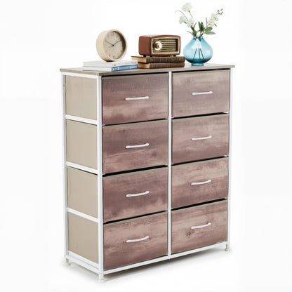 Tall Dresser Fabric Storage Tower ,Wooden Top For Kid Room, Closet, Entryway, Nursery
