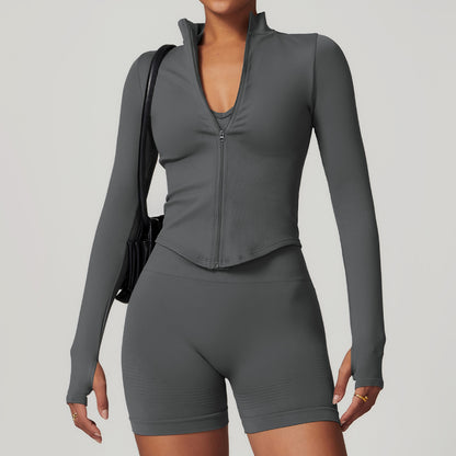 Stand Collar Long-sleeve Zipper Yoga Coat Female Quick-drying Exercise Top