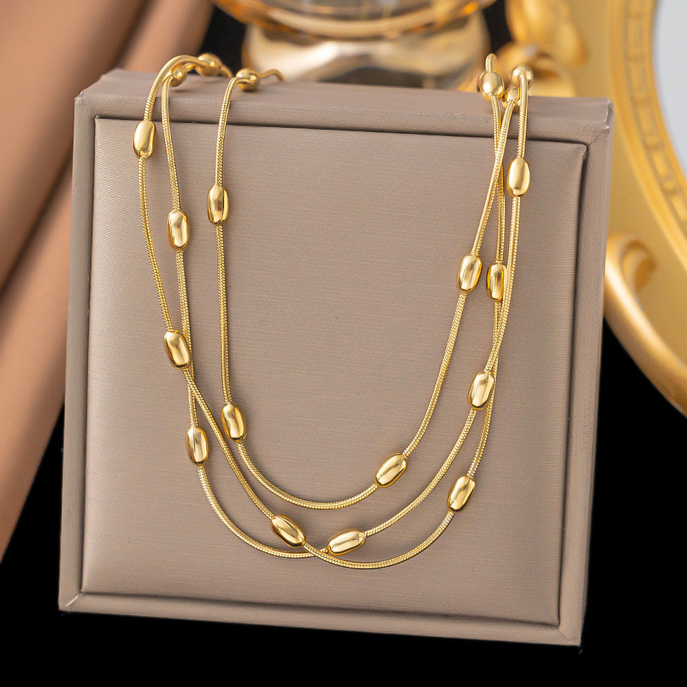 Multi-layer Necklace Titanium Steel Bracelet Double Ornaments