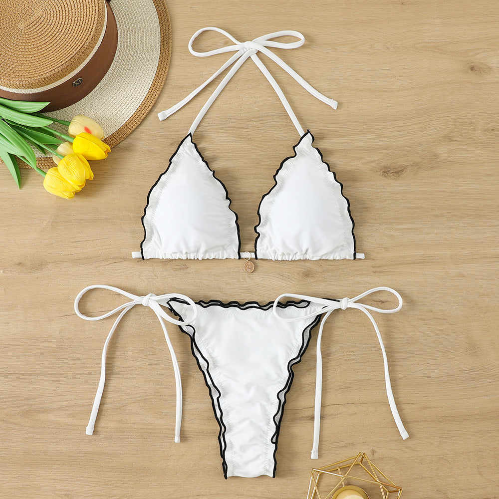Two-Piece Halter Neck Push-Up Lace Bikini Swimsuit
