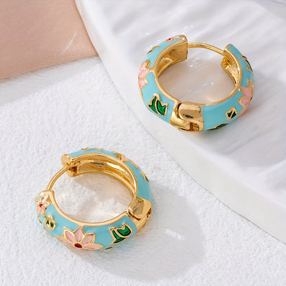 1 Pair Fashion Exquisite Enamel Round Earrings For Women, Daily Commute Wear