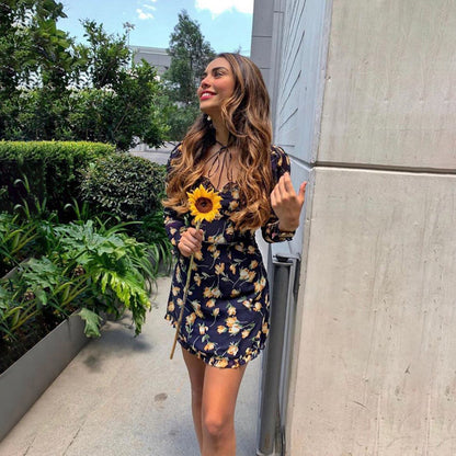 Cutout Turtleneck Lace Up Fungus Dress