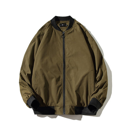 Fashion Baseball Uniform Loose Solid Color Thread Stitching Jacket