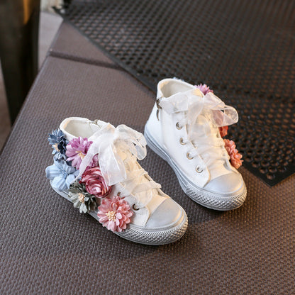 Girls' Mid-cut Canvas Shoes, Sports Shoes, Casual Shoes, Single Shoes