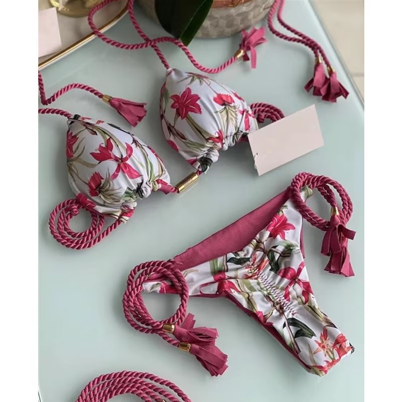 Women's Seaside Hand-knitted Rope Pure Color Bikini