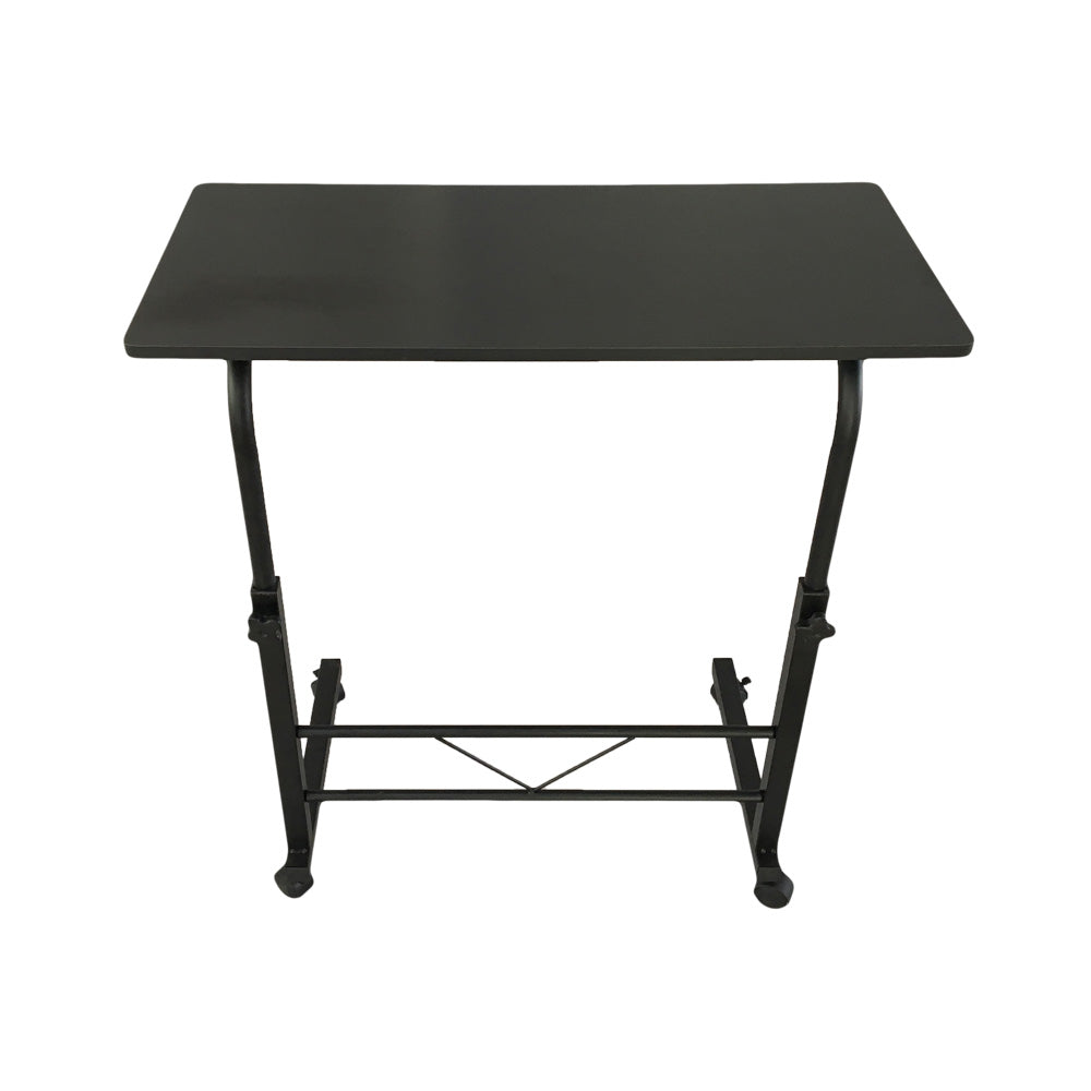80cm Adjustable Tray Table Rolling Sofa Side Snack Table With Wheels Portable C-Shape Dinner Tray Tables Mobile Wooden Laptop Desk Beside Couch Bed