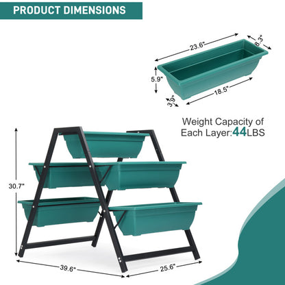 65x91x79cm, 5 Floors Trapezoidal Green PE Flower Pot Planting Pots