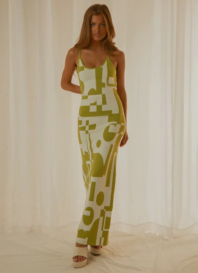 European And American Winter Fashion Sexy Style Printing Slim Fit Slimming Dress