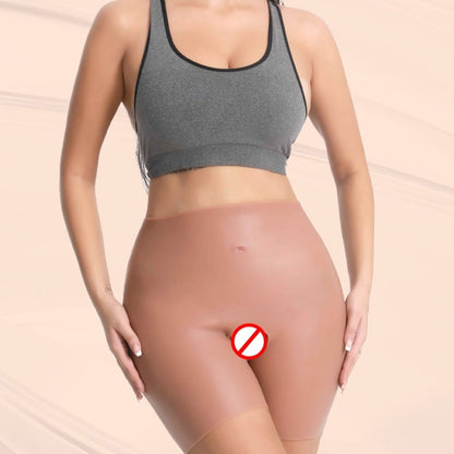Gathered Butt-Lifting Crotch-Opening Pure Silicone Fake Buttocks Pants