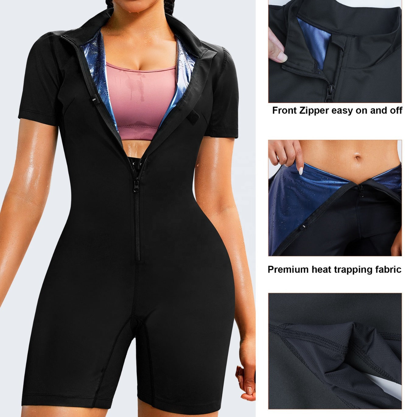Body-shaping Corsets Short Sleeve Zipper Design High Elastic Waist