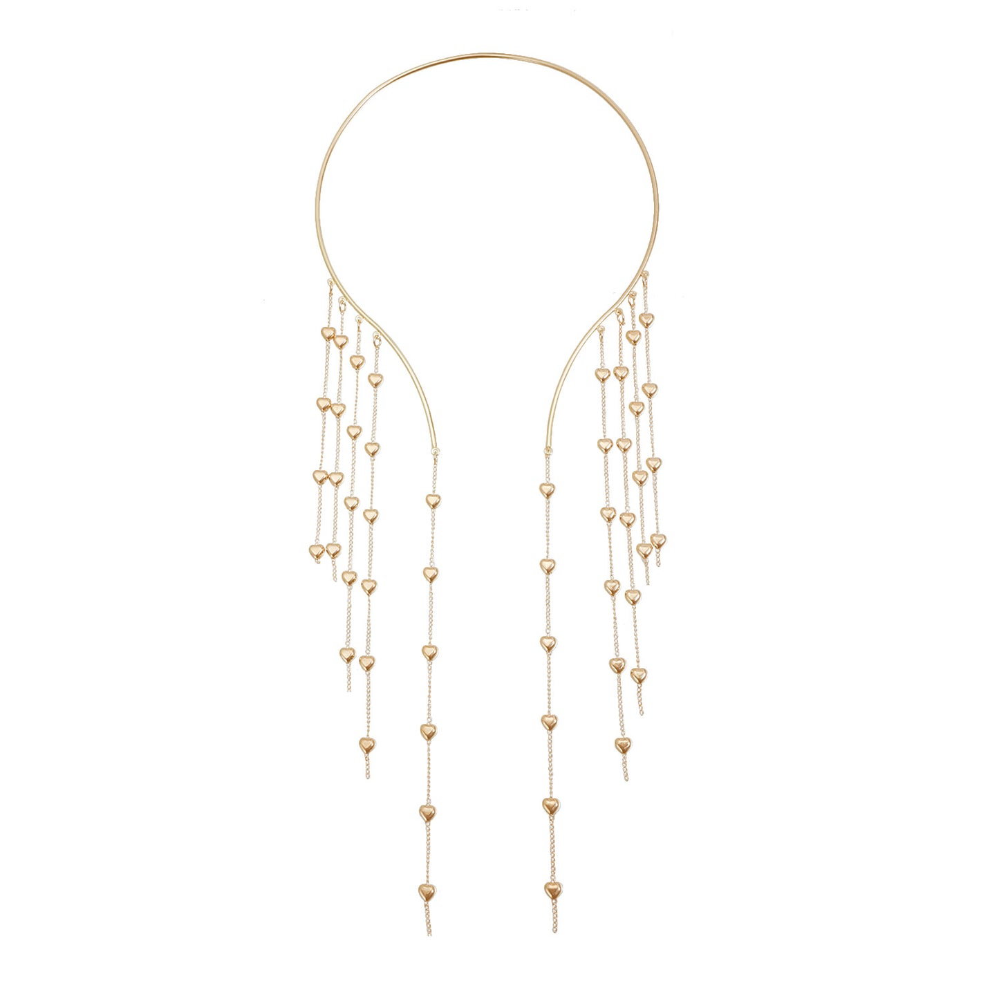Draped Multi-Layer Heart Tassel Choker Vintage Futuristic Sexy Dress Neckpiece For Women
