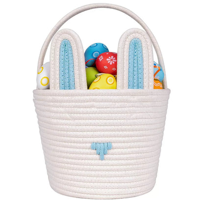 Easter Gift Basket With Hand-woven Rabbit Ears Storage Basket