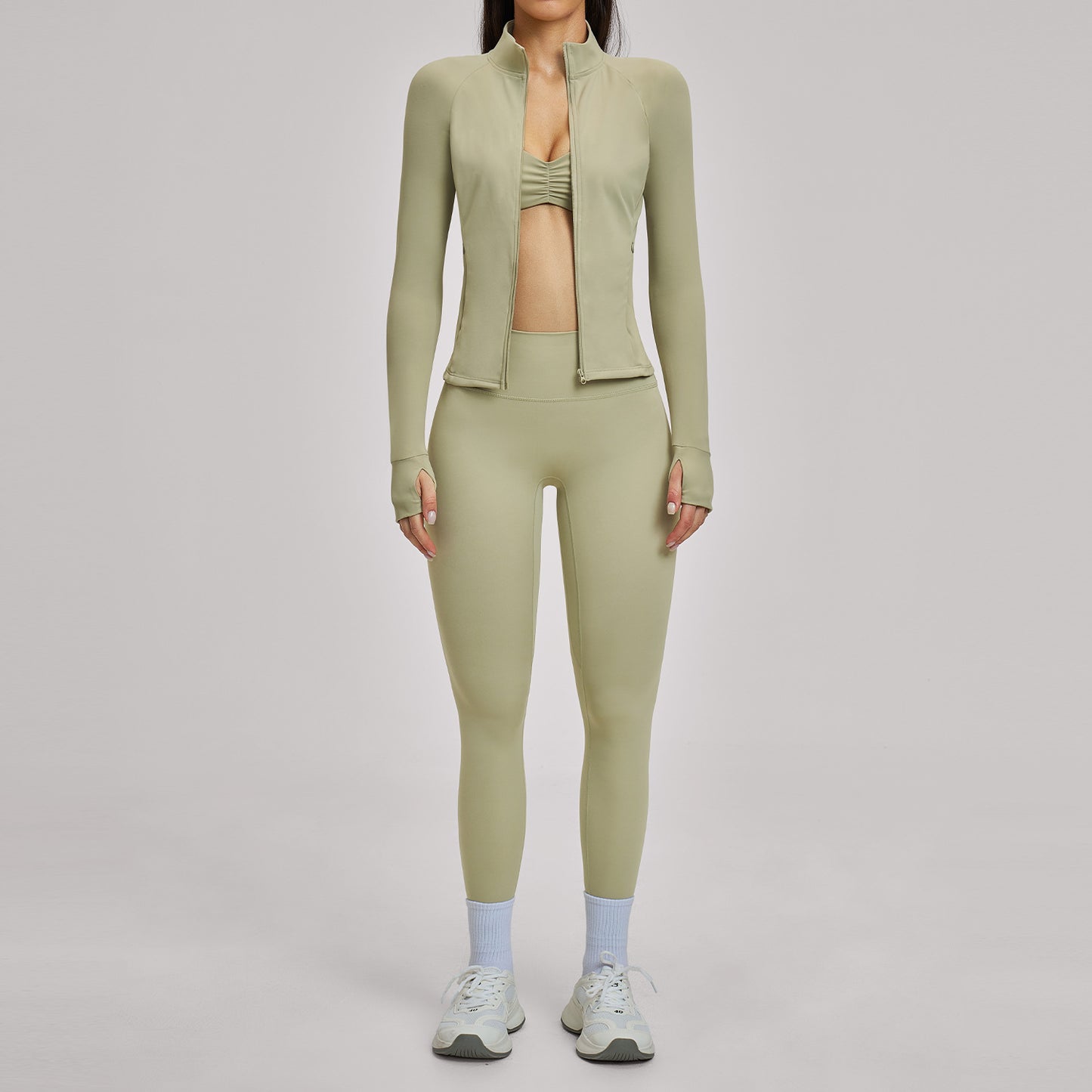 Brushed Zipper Casual Set For Women
