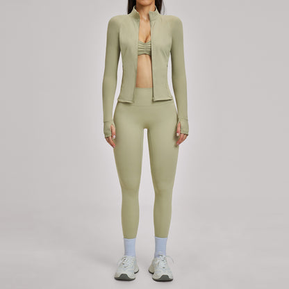 Brushed Zipper Casual Set For Women