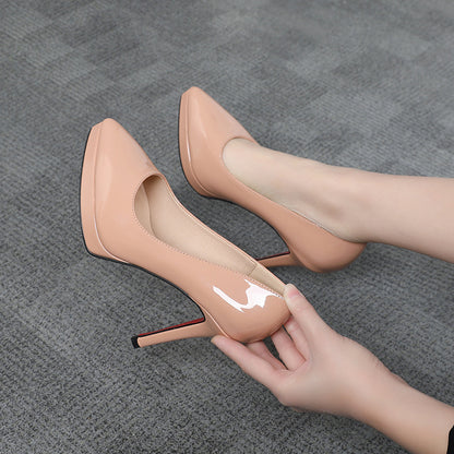 Stiletto Heel 10cm Pointed-toe Waterproof Platform Pumps Small Size