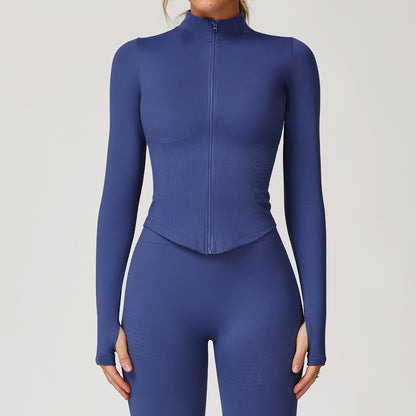 Stand Collar Long-sleeve Zipper Yoga Coat Female Quick-drying Exercise Top