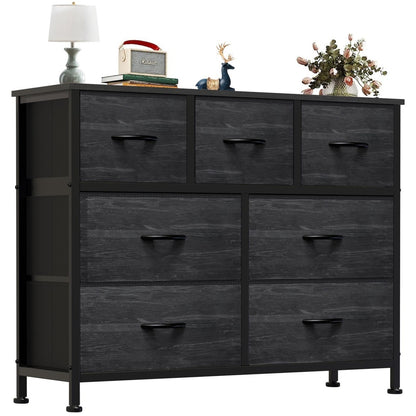Tall Dresser Fabric Storage Tower ,Wooden Top For Kid Room, Closet, Entryway, Nursery