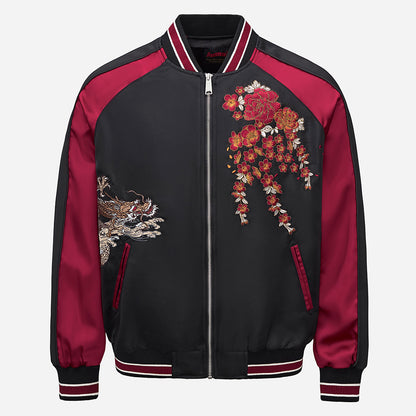 Heavy Duty Embroidered Flying Dragon Mens Jacket Baseball Uniform