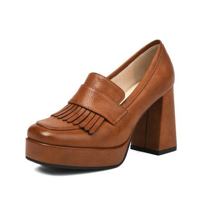 Women's Retro Chunky-Soled Commute Wedge Ultra-High Heels