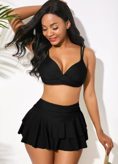 Women's Split High Waist Ruffle Print Bikini