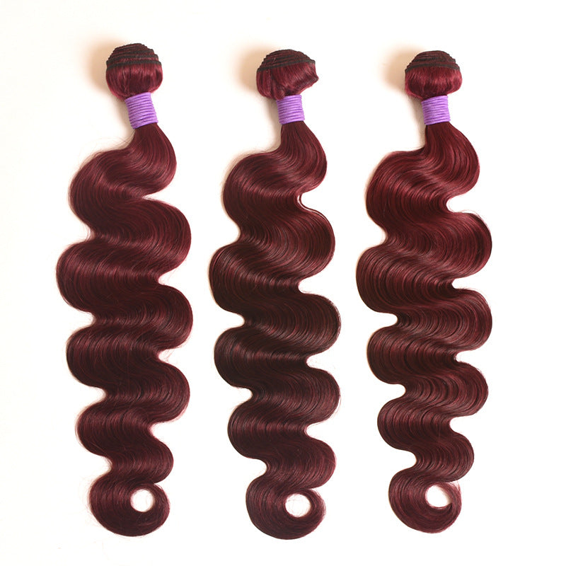 Color Real Hair Wig Gradient Wine Red