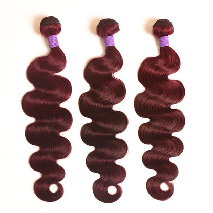 Color Real Hair Wig Gradient Wine Red