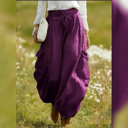 Women's Drawstring Pocket Casual Loose-fitting Trousers