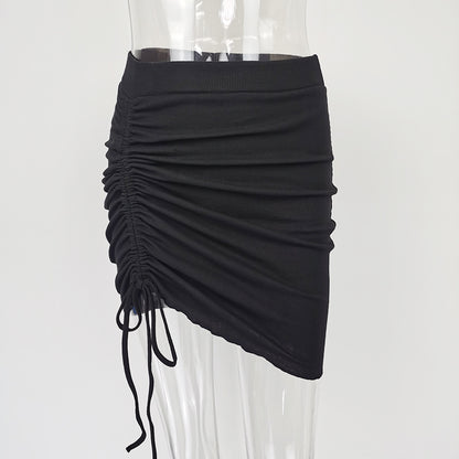 Women's Drawstring Irregular Tight-fitting Short Skirt