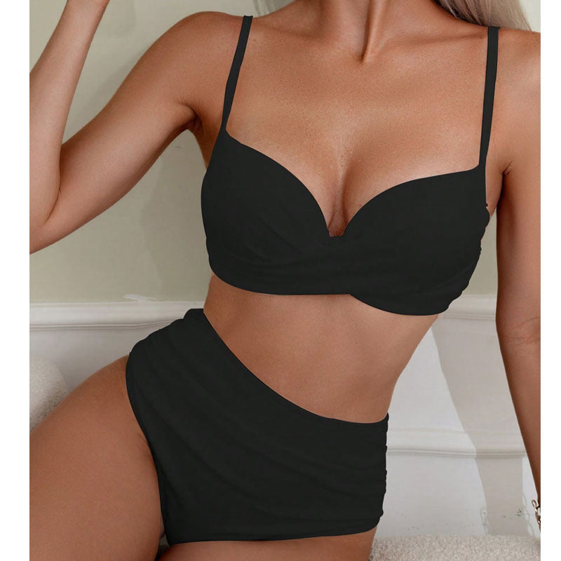 Steel Bracket High-grade Bikini Women's High Waist Beach Swimsuit