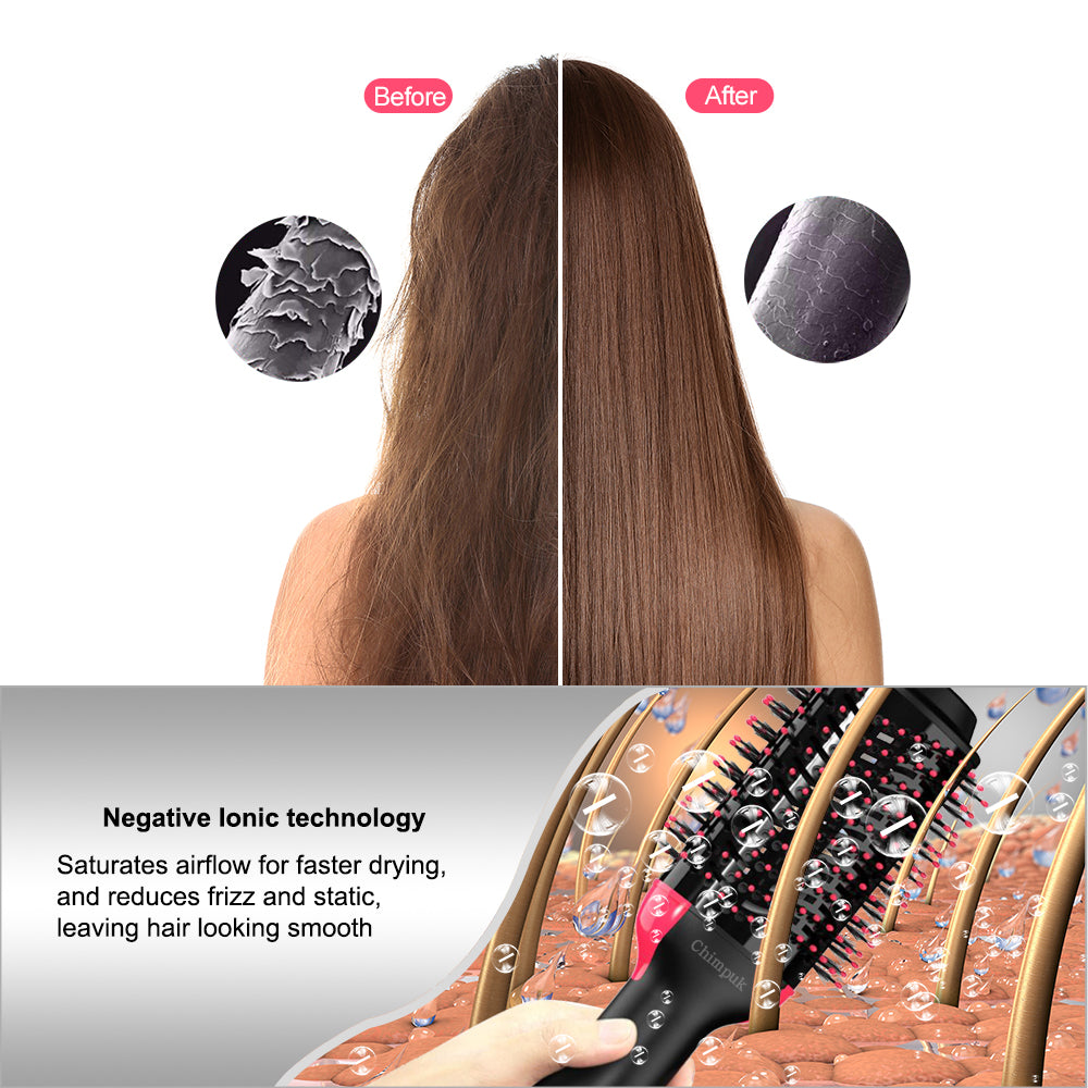 Multifunctional Hair Dryer Hot Air Brush Style Women Hair Straightener Curler One Step Electric Blow Dryer Brush